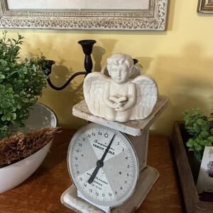 Vintage White Ceramic Cherub Planter